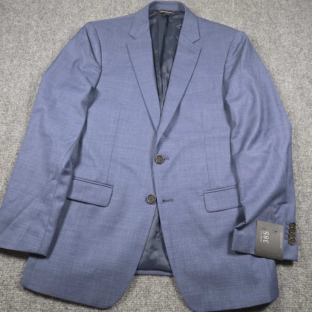 Banana Republic Blazer Men 38S Navy Blue Marzotto Wool Stretch Slim NEW